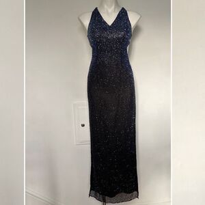 Scala Y2K Fully Beaded Silk Formal Dress Prom